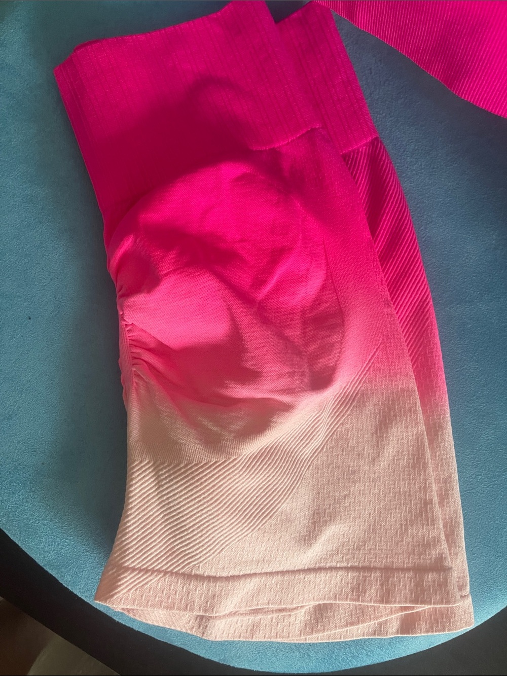 Hot Pink Ombre Two-Piece Crop Top & High-Waist Shorts Set - Picture 4 of 5